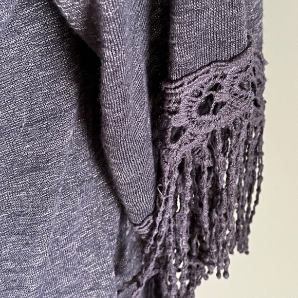 Eyeshadow Charcoal Gray Open Front Fringe Kimono L - Picture 7 of 10